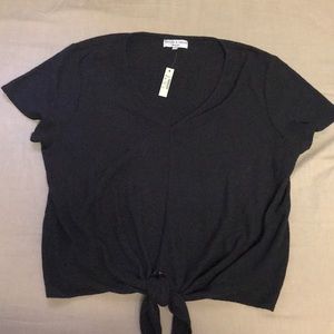 Texture & thread v-neck modern tie-front top